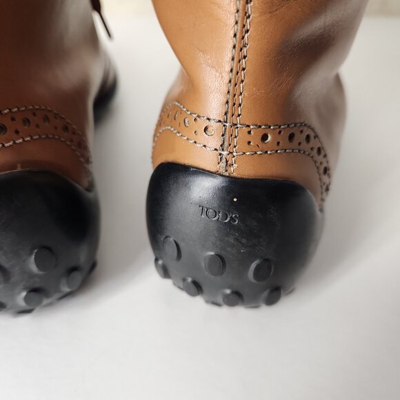 Tod's brown leather lace-up ankle boots brogue detailing womens 36 EU / 6 US - Picture 13 of 15